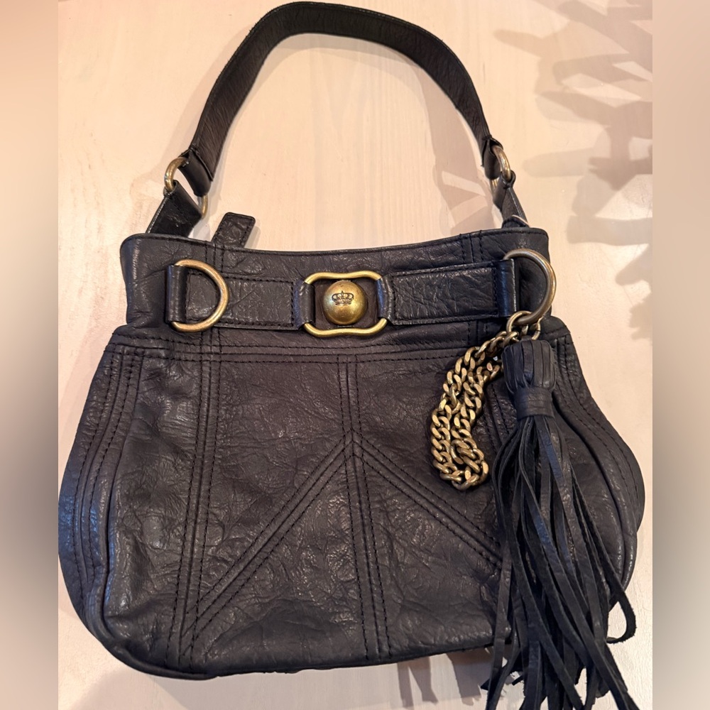 Juicy Couture black leather shoulder bag and duster bag